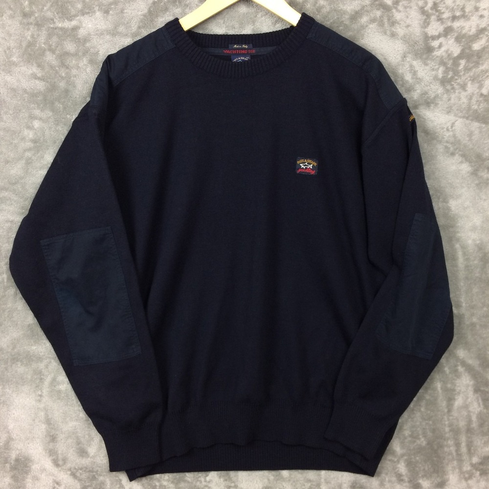 Vtg Paul Shark Yachting Sweater Mens XXL Wool Blend Crewneck Italy Navy 2XL